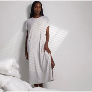 LUNYA Cooldown Pima Midi Dress NWT Black White Stripes